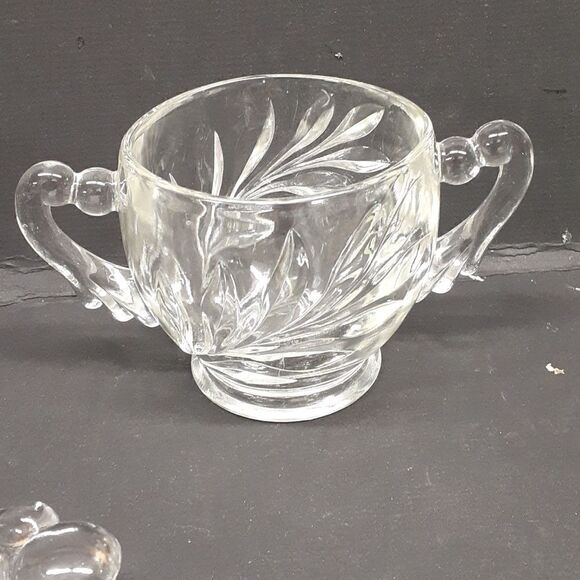 3 pc. bundle of Indiana glass willow oleander & magnolia leaf sugar, creamer set - Picture 3 of 10